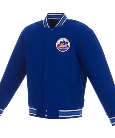 New York Mets Embroidered Logo Royal Wool Jacket