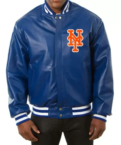 New York Mets Jeff Hamilton Royal Leather Jacket