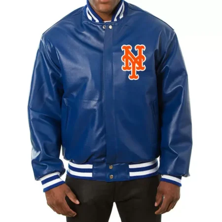 New York Mets Jeff Hamilton Royal Leather Jacket