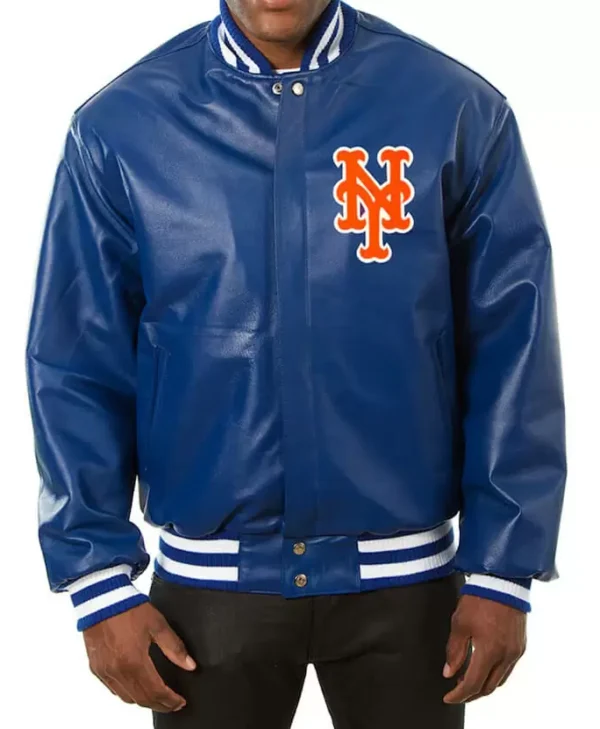 New York Mets Jeff Hamilton Royal Leather Jacket