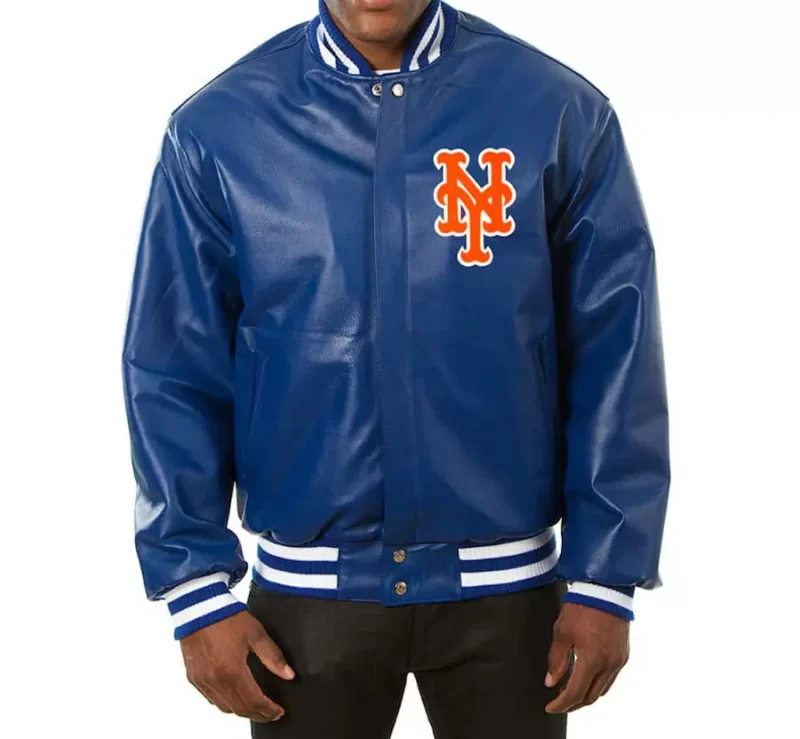 New York Mets Jeff Hamilton Royal Leather Jacket