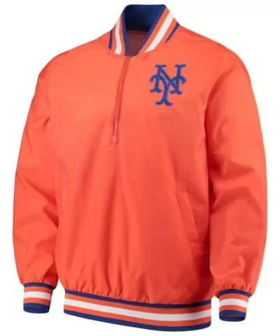 New York Mets Orange Jet Game Half Zip Jacket