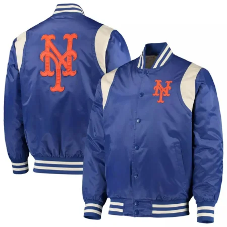 New York Mets Royal and Cream Varsity Satin Jacket