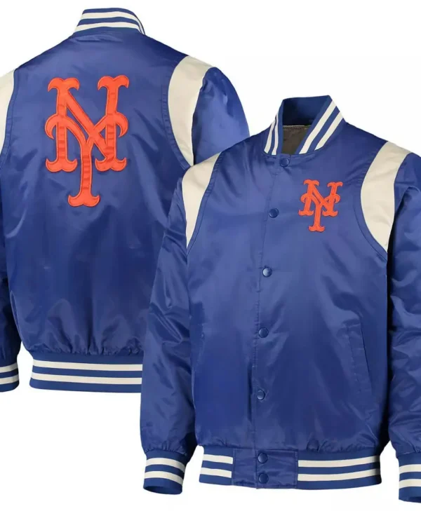 New York Mets Royal and Cream Varsity Satin Jacket