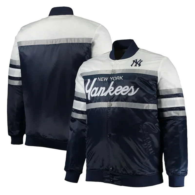 New York Yankees Coaches Navy White Satin Jacket