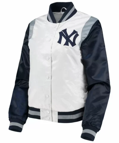 New York Yankees Endzone Full Snap Satin Jacket scaled 1