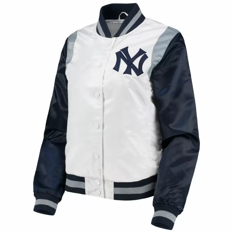 New York Yankees Endzone Full Snap Satin Jacket scaled 1