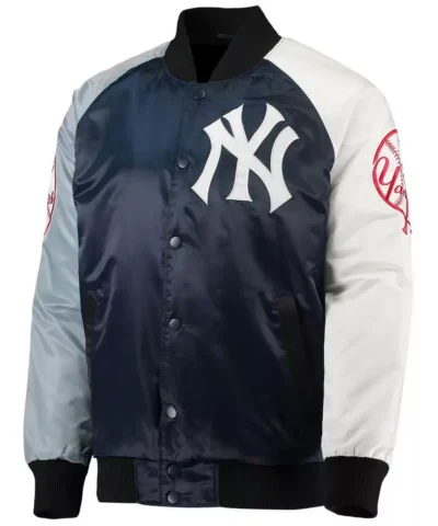 New York Yankees Tri Color Full Snap Satin Jacket