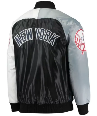 New York Yankees Tri Color Full Snap Satin Jackets