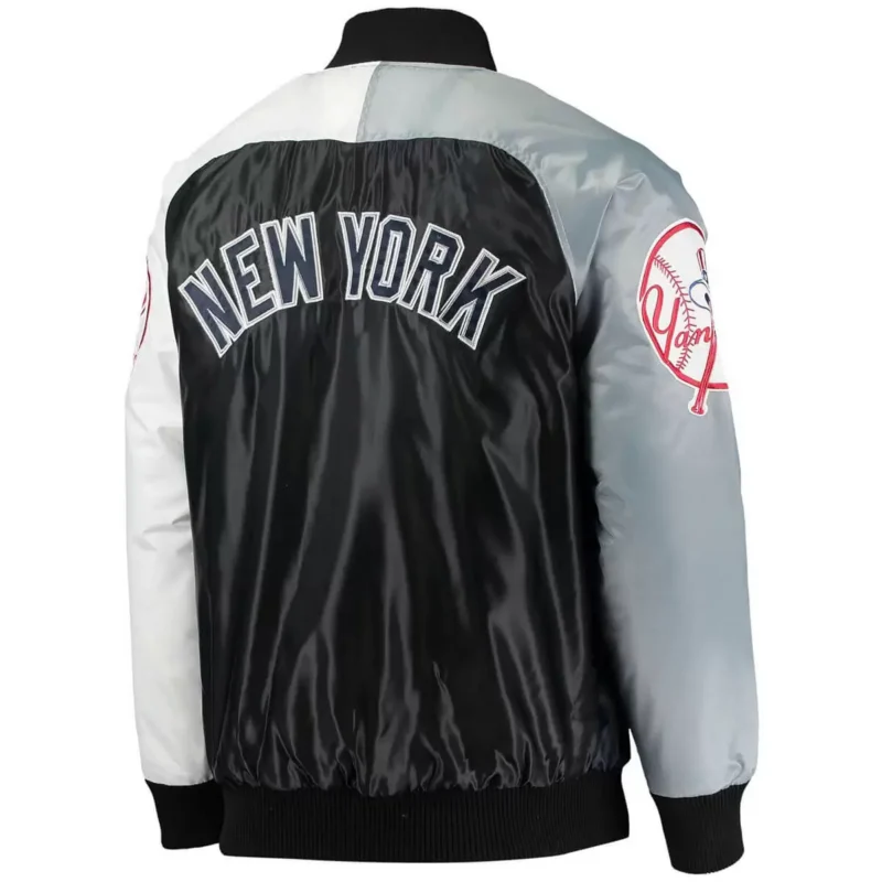New York Yankees Tri Color Full Snap Satin Jackets