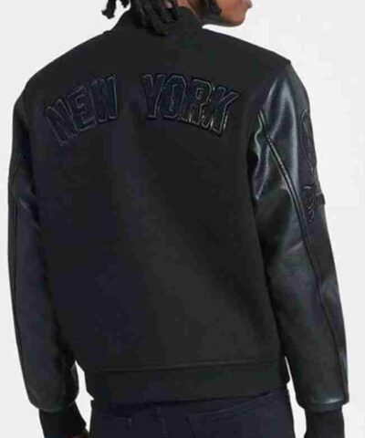 New York Yankees Triple Black Varsity Jacket 1