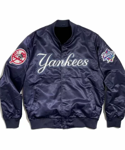 New York Yankees World Series MLB Navy Satin Jacket