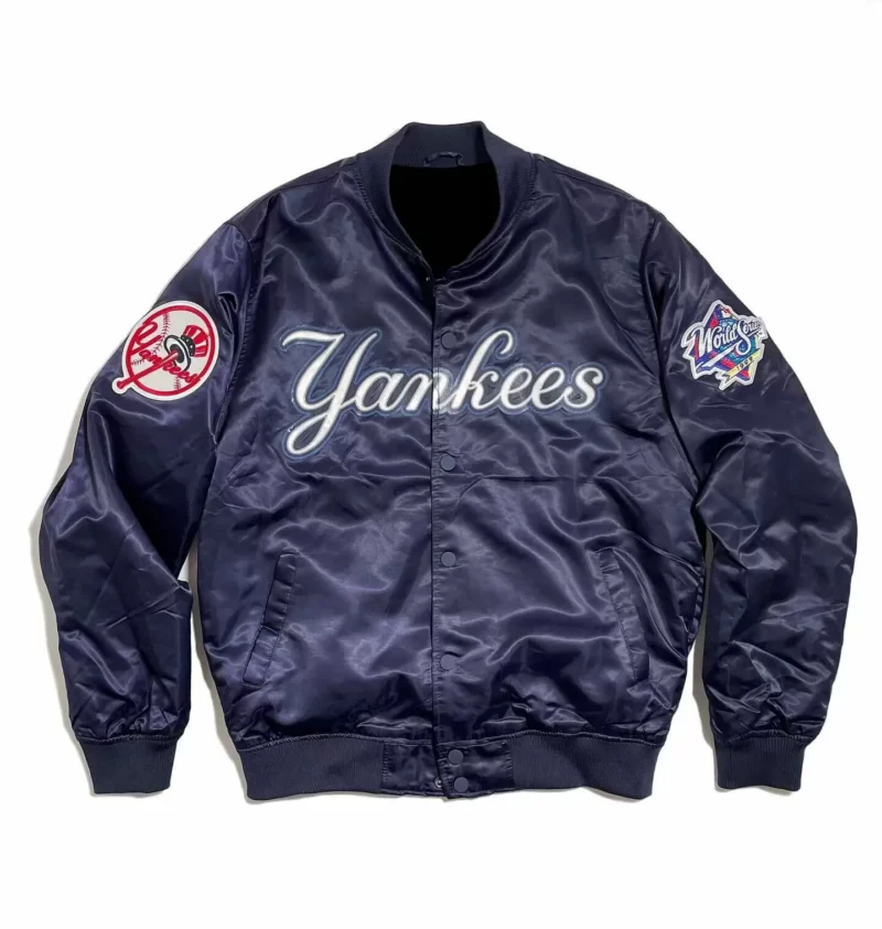 New York Yankees World Series MLB Navy Satin Jacket