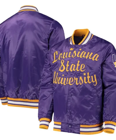 O Line LSU Tigers Purple Satin Jacket