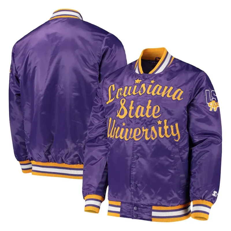 O Line LSU Tigers Purple Satin Jacket