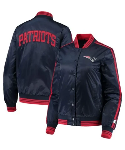 Overtime New England Patriots Navy Varsity Satin Jacket