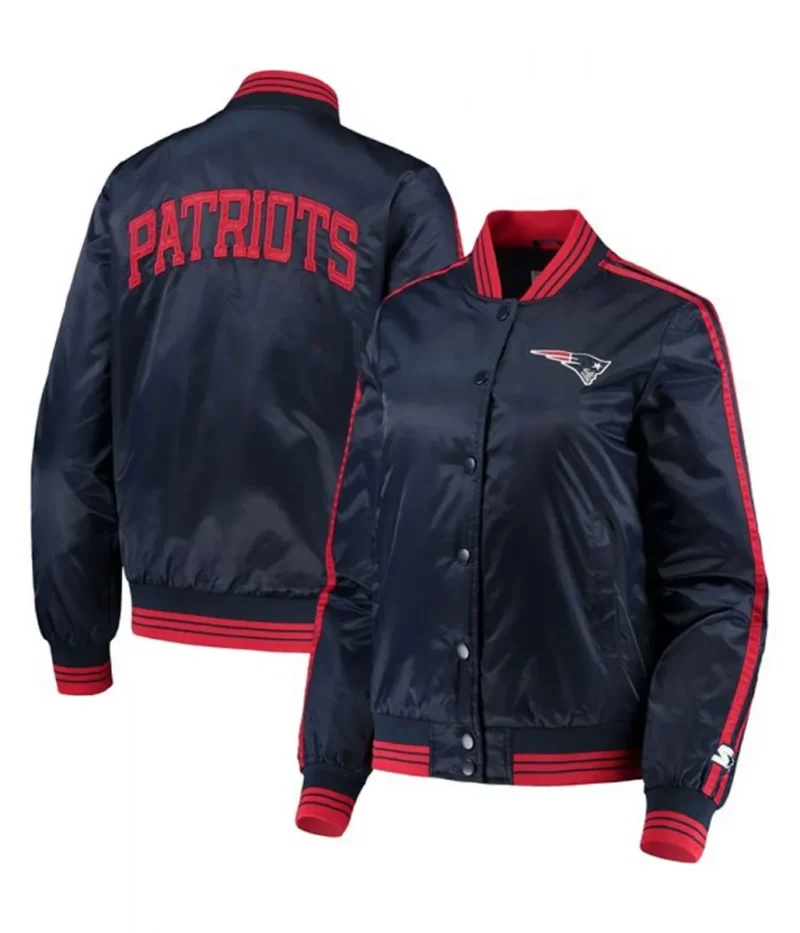 Overtime New England Patriots Navy Varsity Satin Jacket