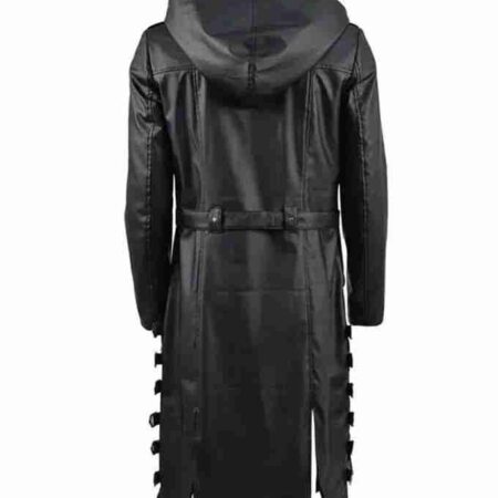 PUBG Leather Hooded Trench Black Coat