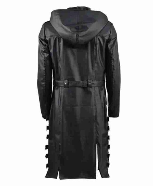 PUBG Leather Hooded Trench Black Coat