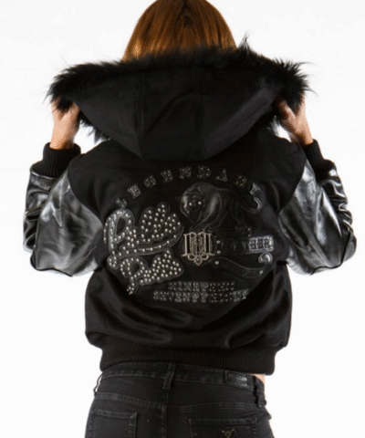 Pelle Pelle Black Hooded Fur Wool Jacket