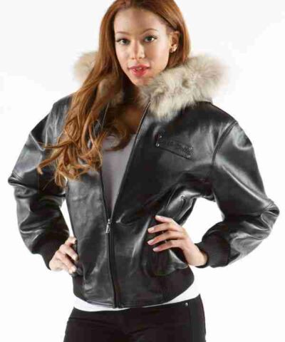 Pelle Pelle Black Leather Fur Collar Jacket