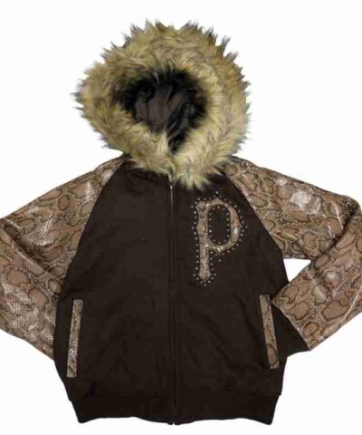 Pelle Pelle Black Snake Print Wool Brown Jacket