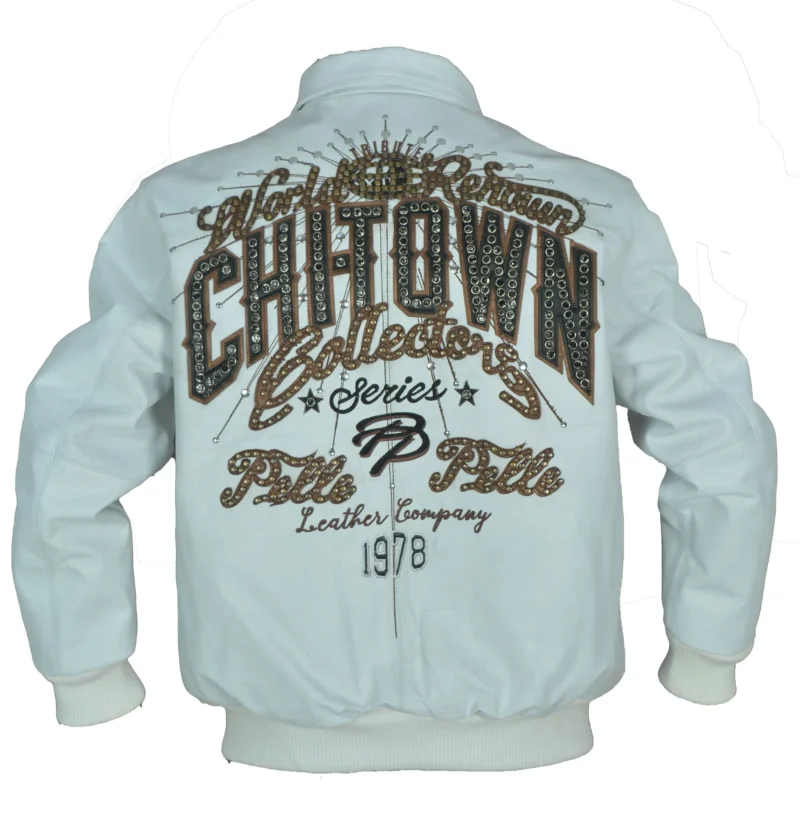 Pelle Pelle Chi Town Gray Leather Jacket back
