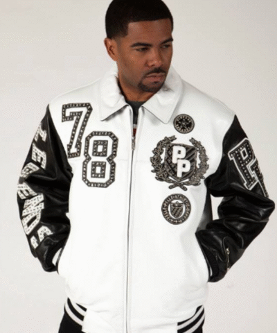 Pelle Pelle Encrusted White plush Leather Jacket