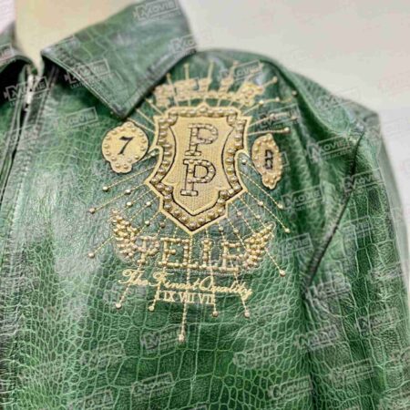 Pelle Pelle Eye On The Prize Green Leather Jacket scaled 1