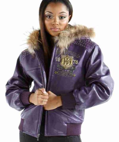 Pelle Pelle Fur Collar Purple Jacket