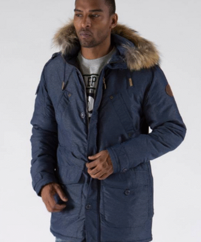 Pelle Pelle Fur Hood Snorkel Blue Jacket