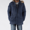 Pelle Pelle Fur Hood Snorkel Blue Nylon Jacket