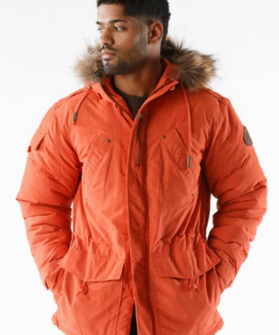 Pelle Pelle Fur Hood Snorkel Orange Jacket