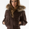 Pelle Pelle Hooded Fur Dark Brown Jacket