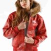Pelle Pelle Leather Fur Collar Red Jacket