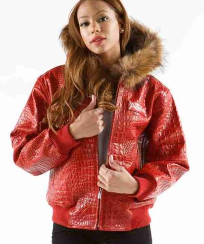 Pelle Pelle Leather Fur Collar Red Jacket