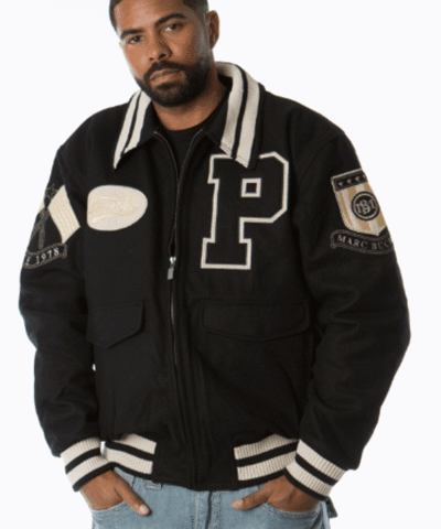 Pelle Pelle Marc Buchanan Black White Varsity Jacket