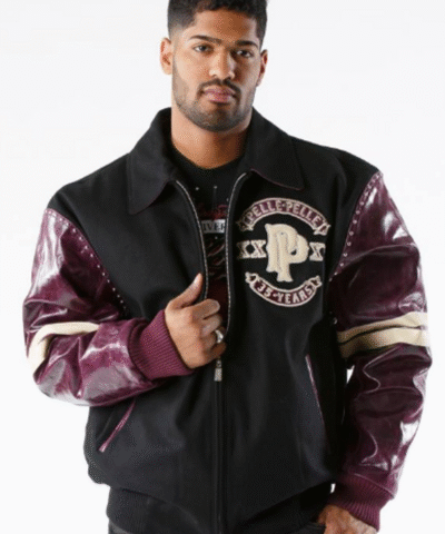 Pelle Pelle Panther Wool Black And Plum Jacket