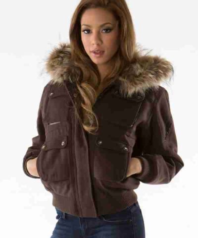 Pelle Pelle Women Brown Wool Hooded Jacket