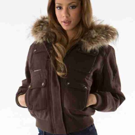 Pelle Pelle Women Brown Wool Hooded Jacket