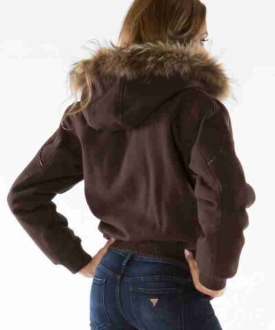 Pelle Pelle Women Brown Wool Hooded Jackets