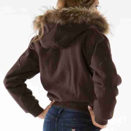Pelle Pelle Women Brown Wool Hooded Jackets