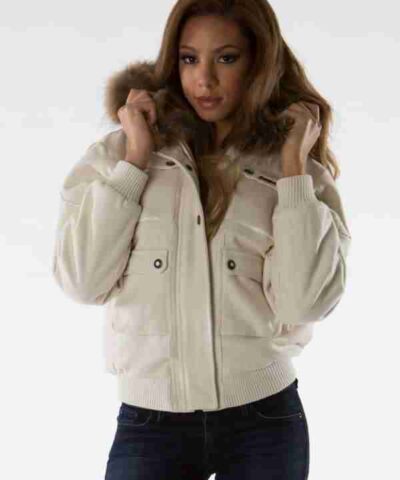 Pelle Pelle Women White Wool Hooded Jacket
