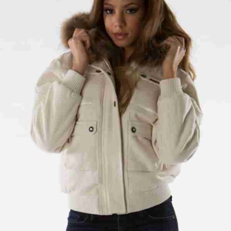 Pelle Pelle Women White Wool Hooded Jacket