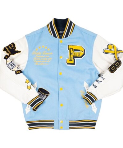 Pelle Pelle World Famous Wool and Leather Blue Varsity Jacket