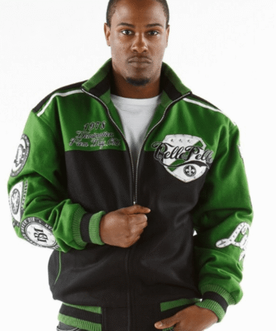 Pelle Pelle World Green And Black Varsity Jacket