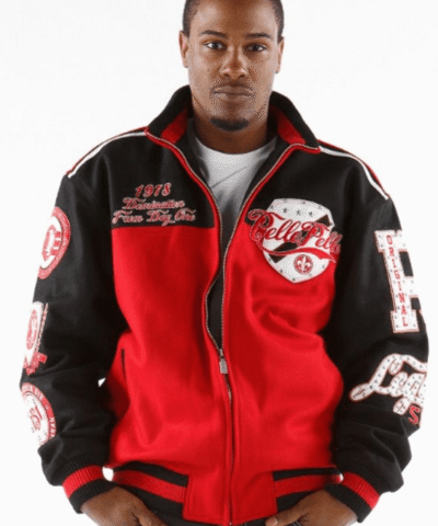 Pelle Pelle World Red And Black Varsity Jacket