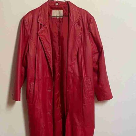 Pelle Red Leather Trench Coat