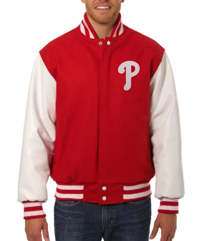 Philadelphia Phillies Letterman Red and White Jacket