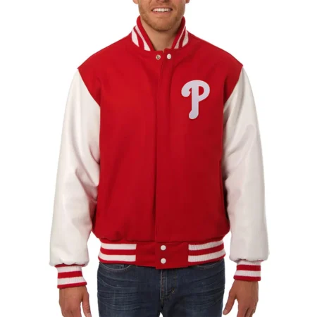 Philadelphia Phillies Letterman Red and White Jacket